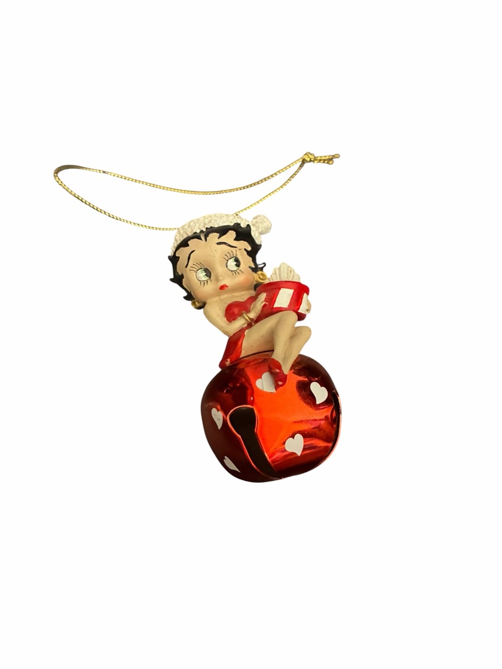 Betty Boop Christmas Ornament Red Jingle Bell Heart Santa Hat Vintage
